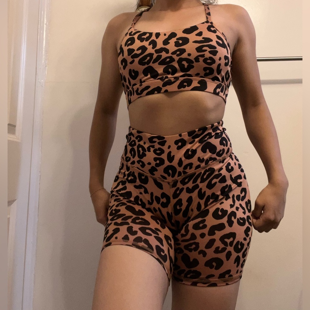 Leopard Print Women's Shorts Set